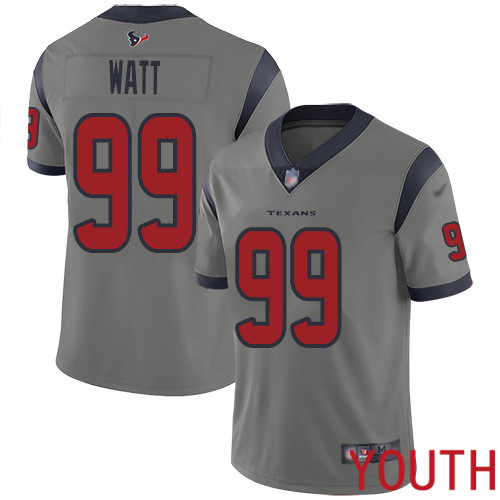 Houston Texans Limited Gray Youth J J  Watt Jersey NFL Football #99 Inverted Legend->youth nfl jersey->Youth Jersey
